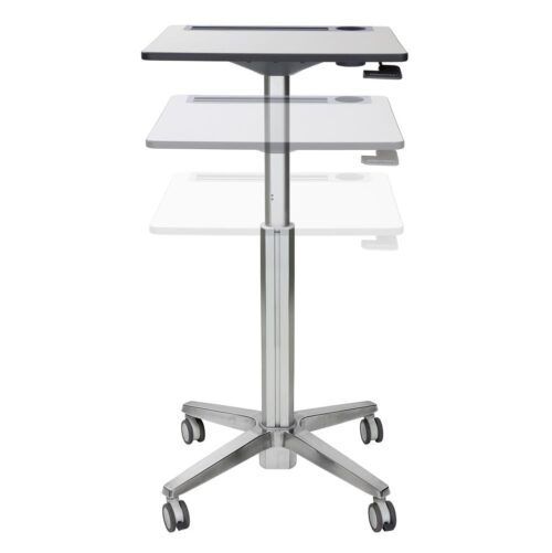 Ergotron 24-547-003 Mobile Desk Student Sit Stand Office Study Table Portable Height Adjustable Speech Stand