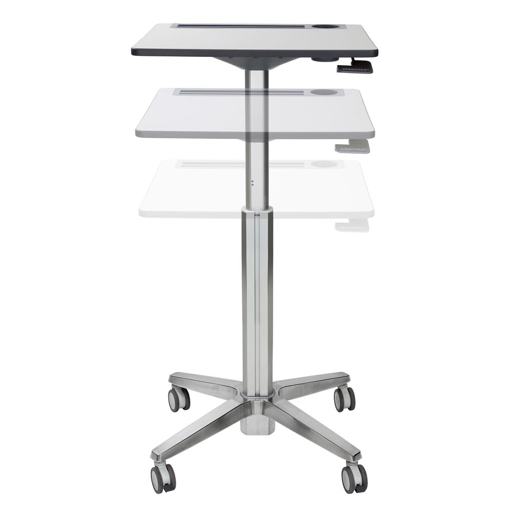 Ergotron 24-547-003 Mobile Desk Student Sit Stand Office Study Table Portable Height Adjustable Speech Stand