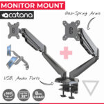 acatana ACA-LCD-GM224U Dual Monitor Stand 2 Arm Desk Mount LCD LED HD TV Computer Screen Holder Two Display VESA Bracket Gas Spring up to 32" 8kg