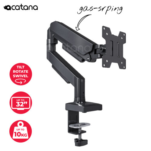 Single Monitor Arm Gas Spring Desk Mount 17 - 32" VESA Adjustable Holder 10kg