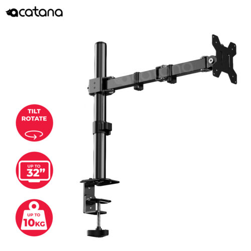 Single Monitor Arm Desk Mount 17 - 32" VESA Adjustable LCD Display Holder 10kg