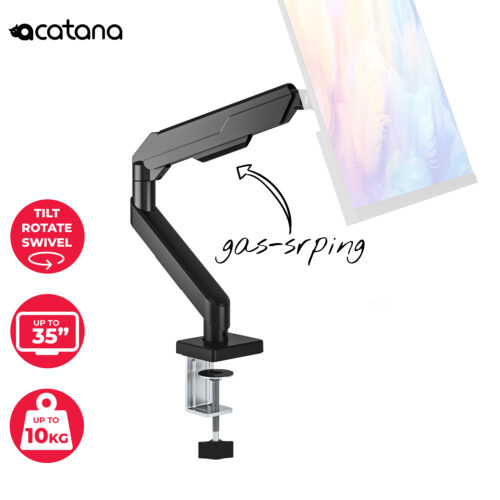 Single Monitor Arm Gas Spring Desk Mount 17 - 35" VESA Adjustable Holder 10kg