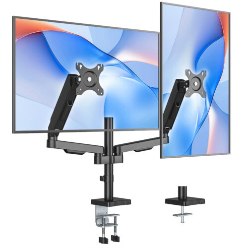 Dual Monitor Arm Gas Spring Desk Mount 17 - 34" VESA Adjustable LCD Stand 10kg