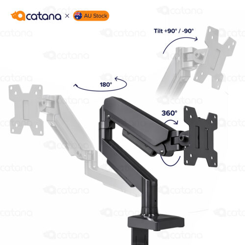 Single Monitor Arm Gas Spring Desk Mount 17 - 32" VESA Adjustable Holder 10kg