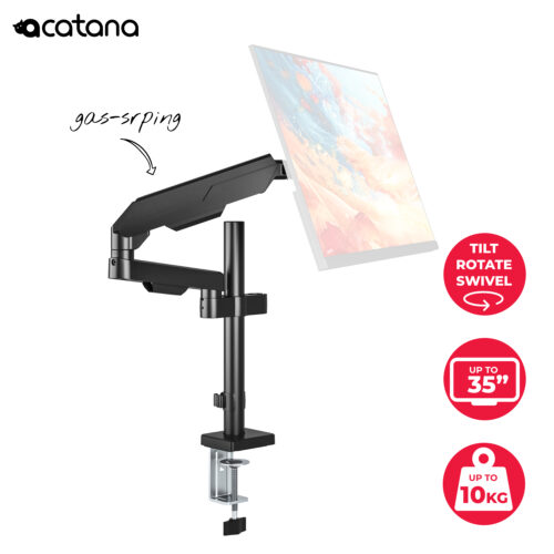 Single Monitor Arm Gas Spring Desk Mount 17 - 35" VESA Adjustable Holder 10kg