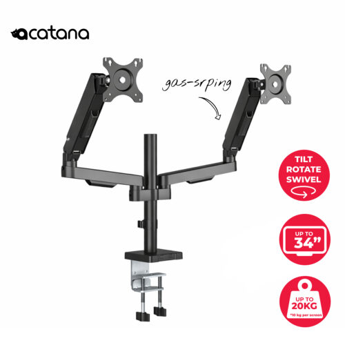 Dual Monitor Arm Gas Spring Desk Mount 17 - 34" VESA Adjustable LCD Stand 10kg