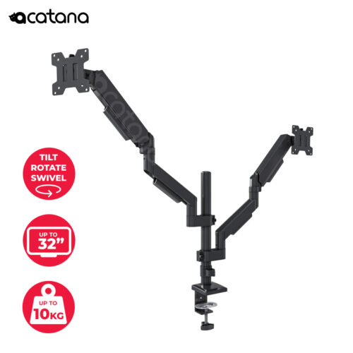 Dual Monitor Arm Gas Spring Desk Mount 17 - 32" VESA Adjustable LCD Holder 10kg