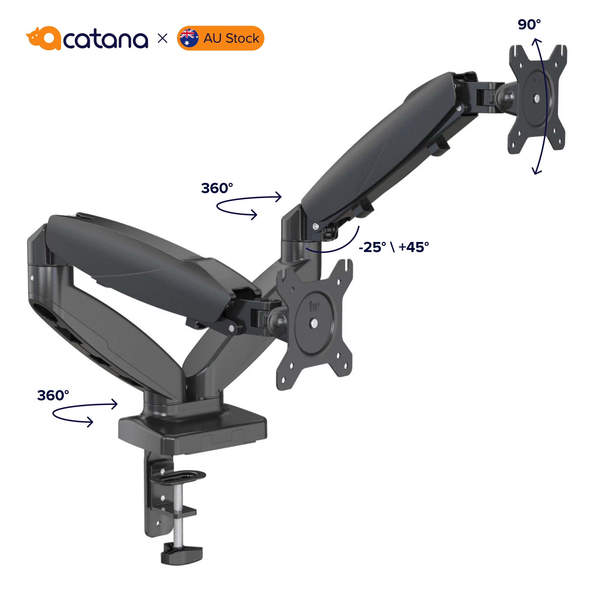 Dual Monitor Stand Display Arm Desk Mount TV Screen Holder Bracket up to 32" 9kg
