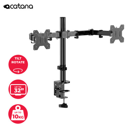 Dual Monitor Arm Desk Mount 17 - 32" VESA Adjustable LCD Display Holder 10kg