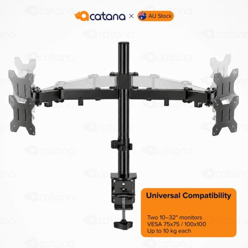Dual Monitor Arm Desk Mount 17 - 32" VESA Adjustable LCD Display Holder 10kg