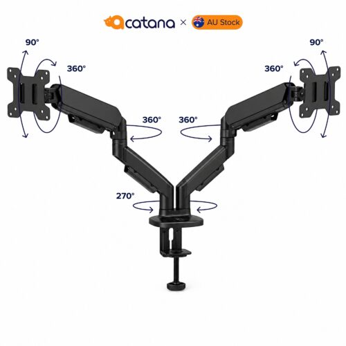 Dual Monitor Arm Gas Spring Desk Mount 17 - 32" VESA Adjustable LCD Holder 10kg