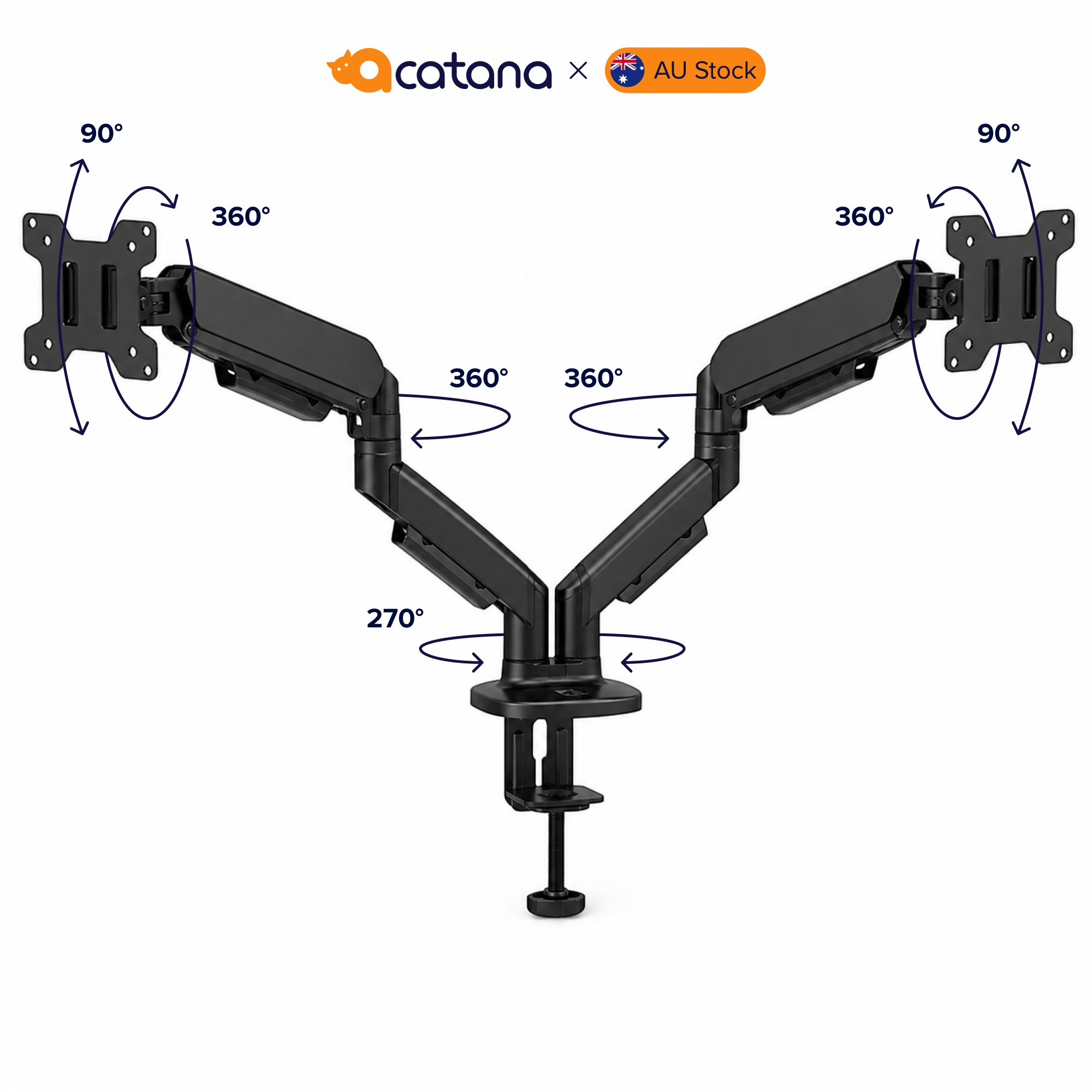 Dual Monitor Arm Gas Spring Desk Mount 17 - 32" VESA Adjustable LCD Holder 10kg