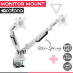 acatana White Dual Monitor Desk Mount 2 Arm Stand Computer Screen Holder Display Barcket up to 32'' 9kg VESA Gas Spring Adjustable ACA-DLB851D2-W