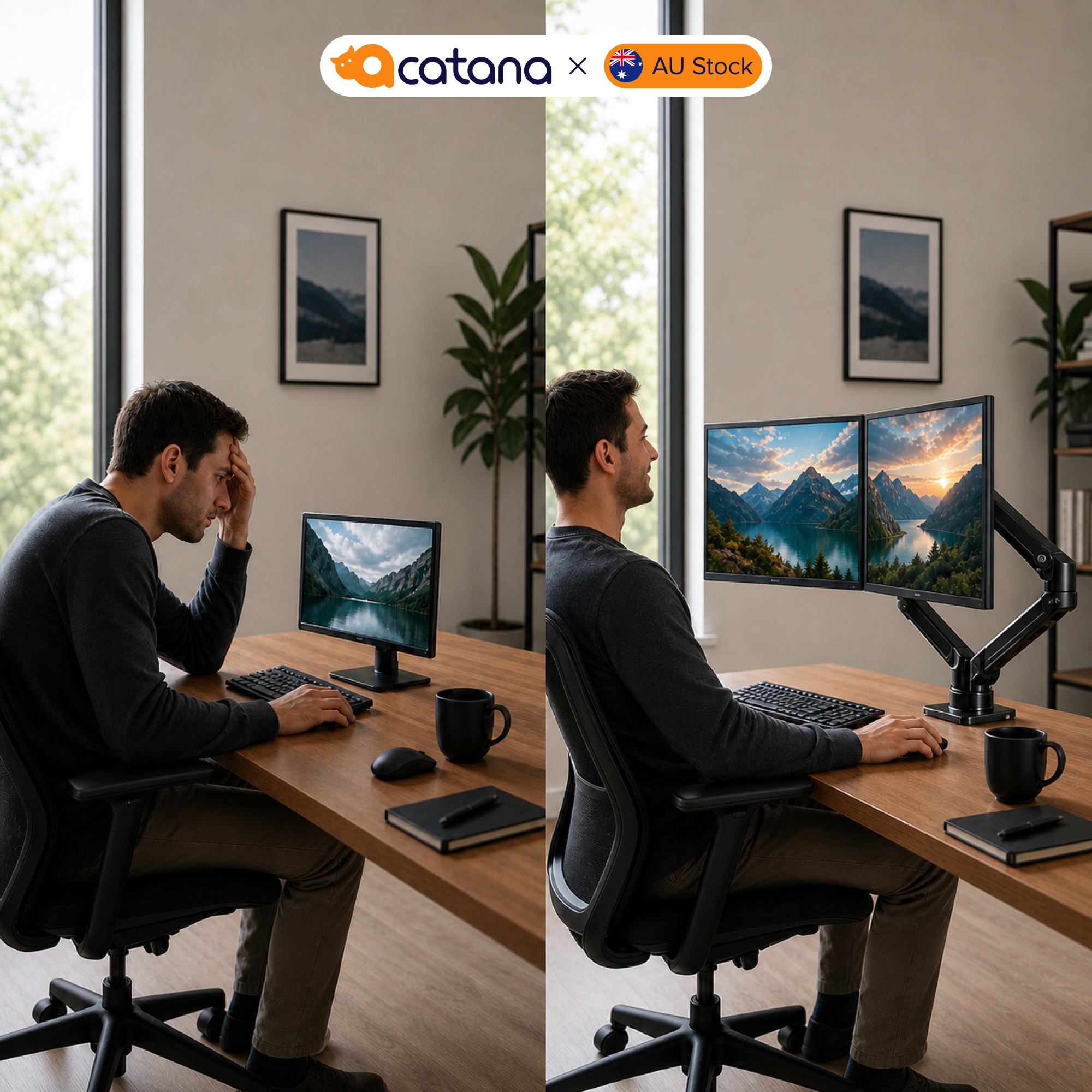 Dual Monitor Stand Display Arm Desk Mount TV Screen Holder Bracket up to 32" 9kg