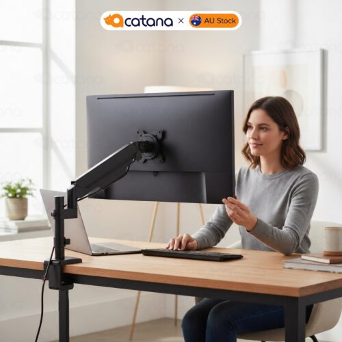 Single Monitor Arm Gas Spring Desk Mount 17 - 32" VESA Adjustable Holder 10kg