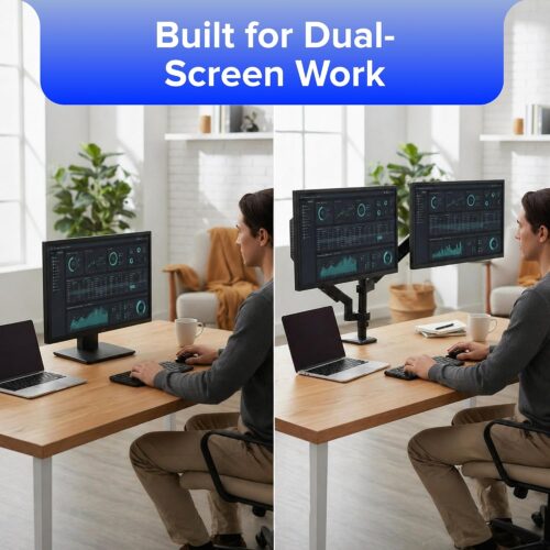 Dual Monitor Arm Gas Spring Desk Mount 17 - 32" VESA Adjustable LCD Holder 10kg